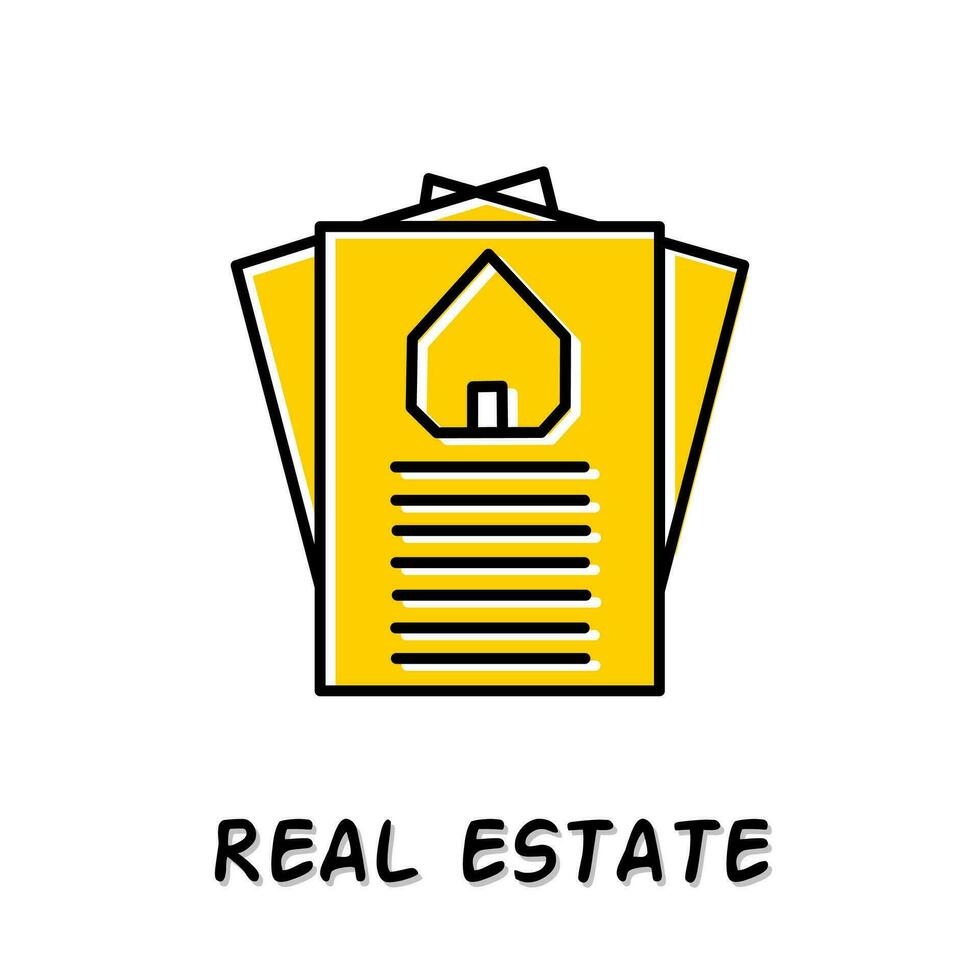 Real estate icon illustration. Yellow color illustration design. vector