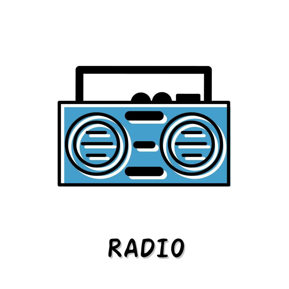 radio icono ilustración. azul color ilustración diseño. vector