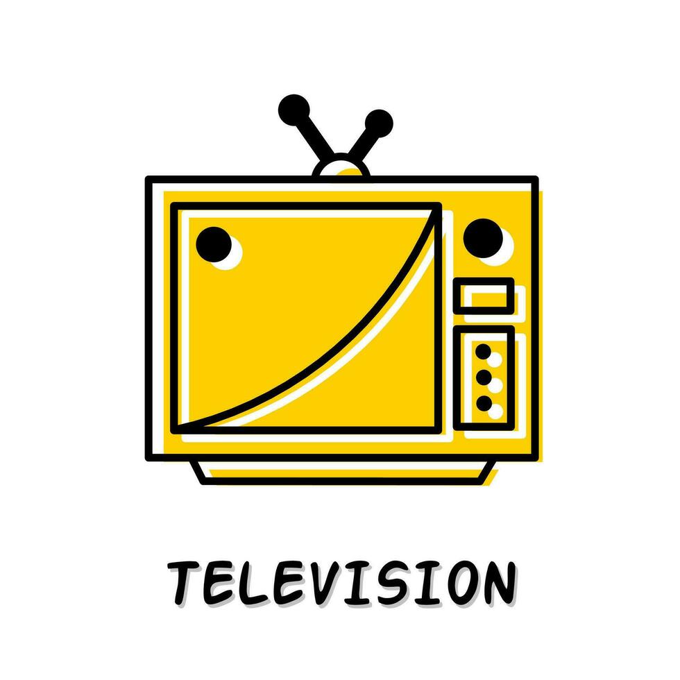 Television icon illustration. Yellow color illustration design. vector