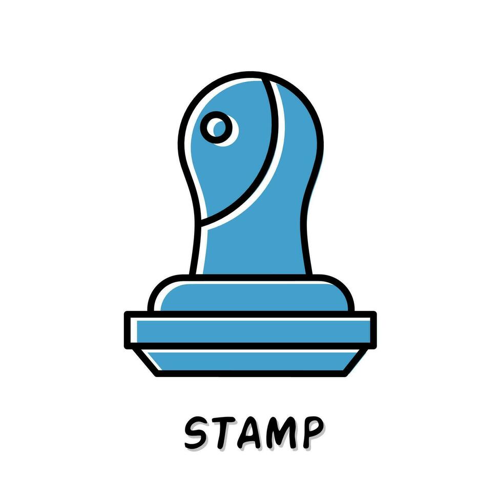 Stamp icon illustration. Blue color illustration design. vector