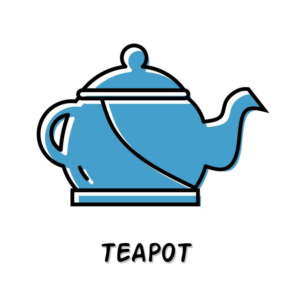 Teapot icon illustration. Blue color illustration design. vector