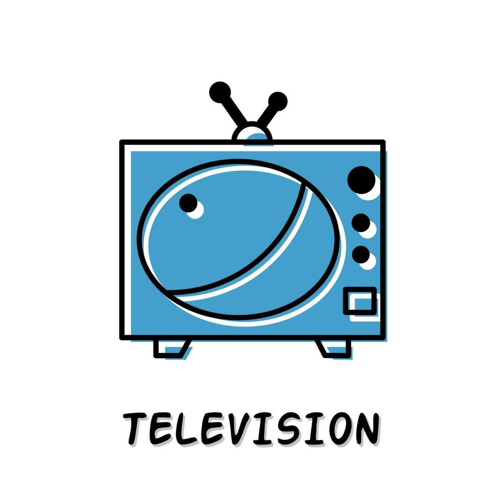 televisión icono ilustración. azul color ilustración diseño. vector