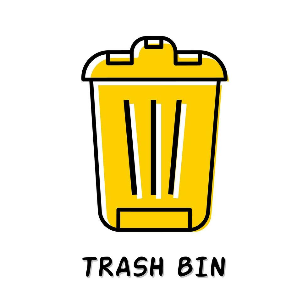 Trash bin icon illustration. Yellow color illustration design. vector