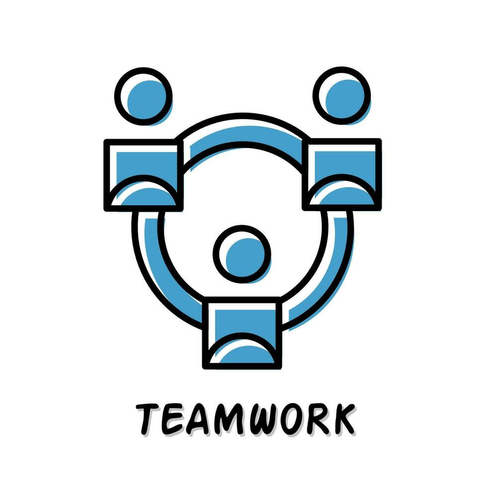 Teamwork icon illustration. Blue color illustration design. vector
