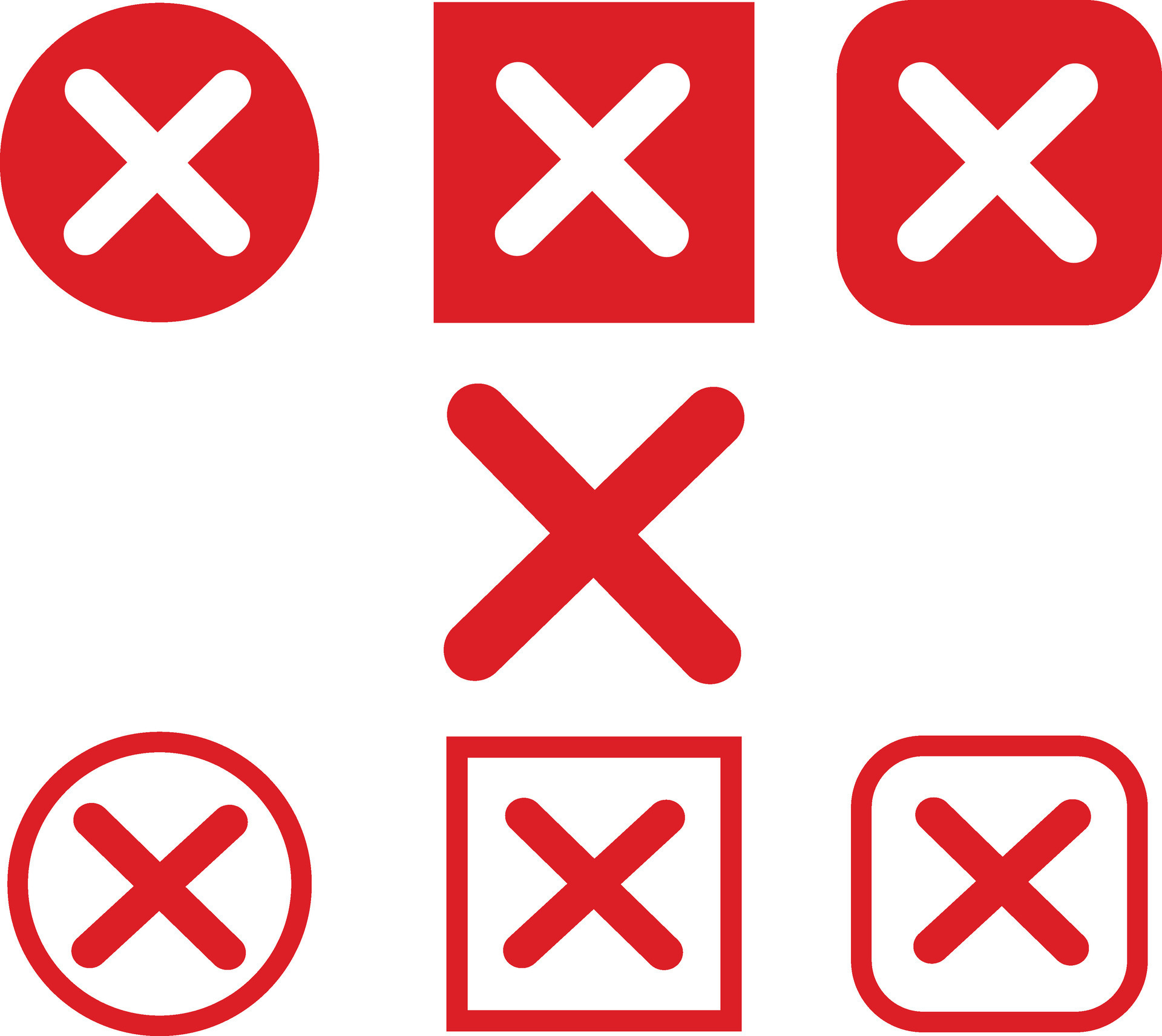 set of Red cross sign icon. Wrong mark collection. Red cross X symbol. Red  grunge X icon. Cross brush sign. 33294015 Vector Art at Vecteezy