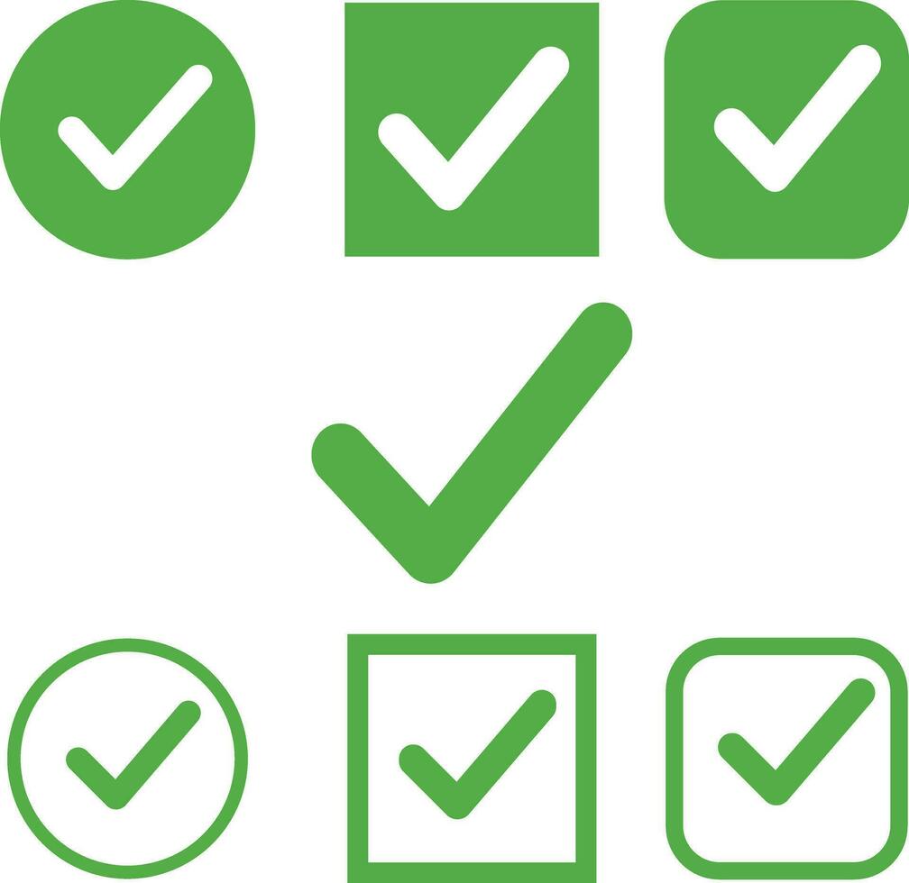 set of green Tick mark approved . Check mark icon symbols collection . symbol for website computer and mobile . green tick verified badge icon. Social media official account tick symbol. vector