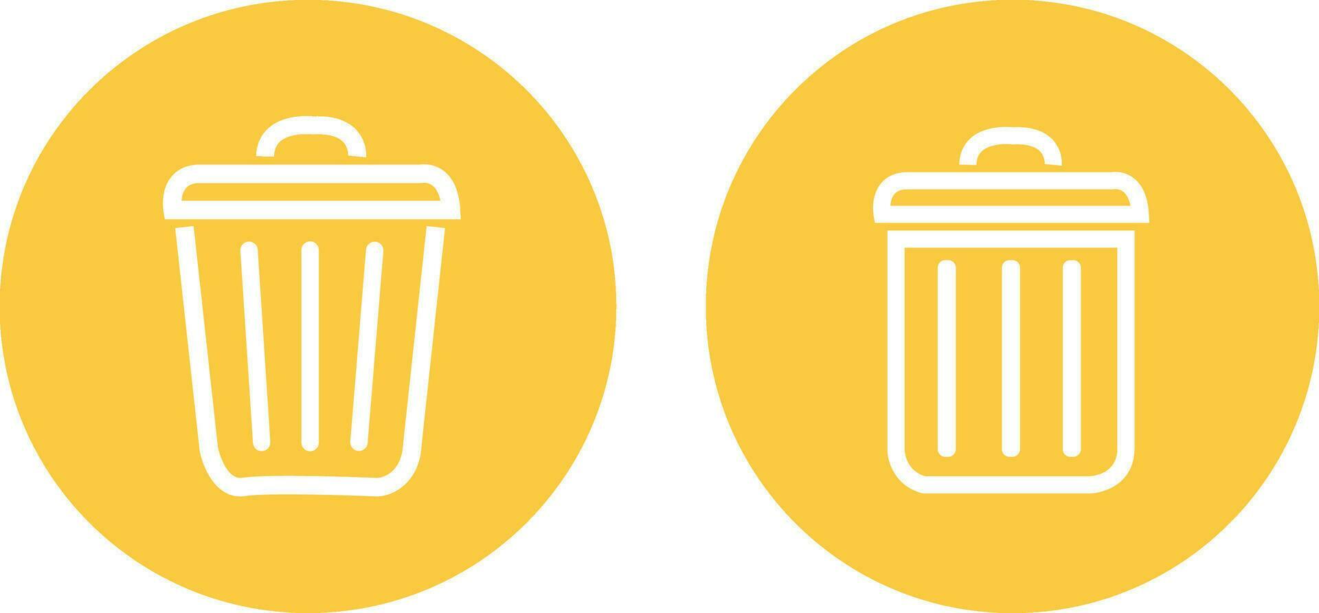 yellow Bin icon set. Trash can collection. Trash icons set.  icon