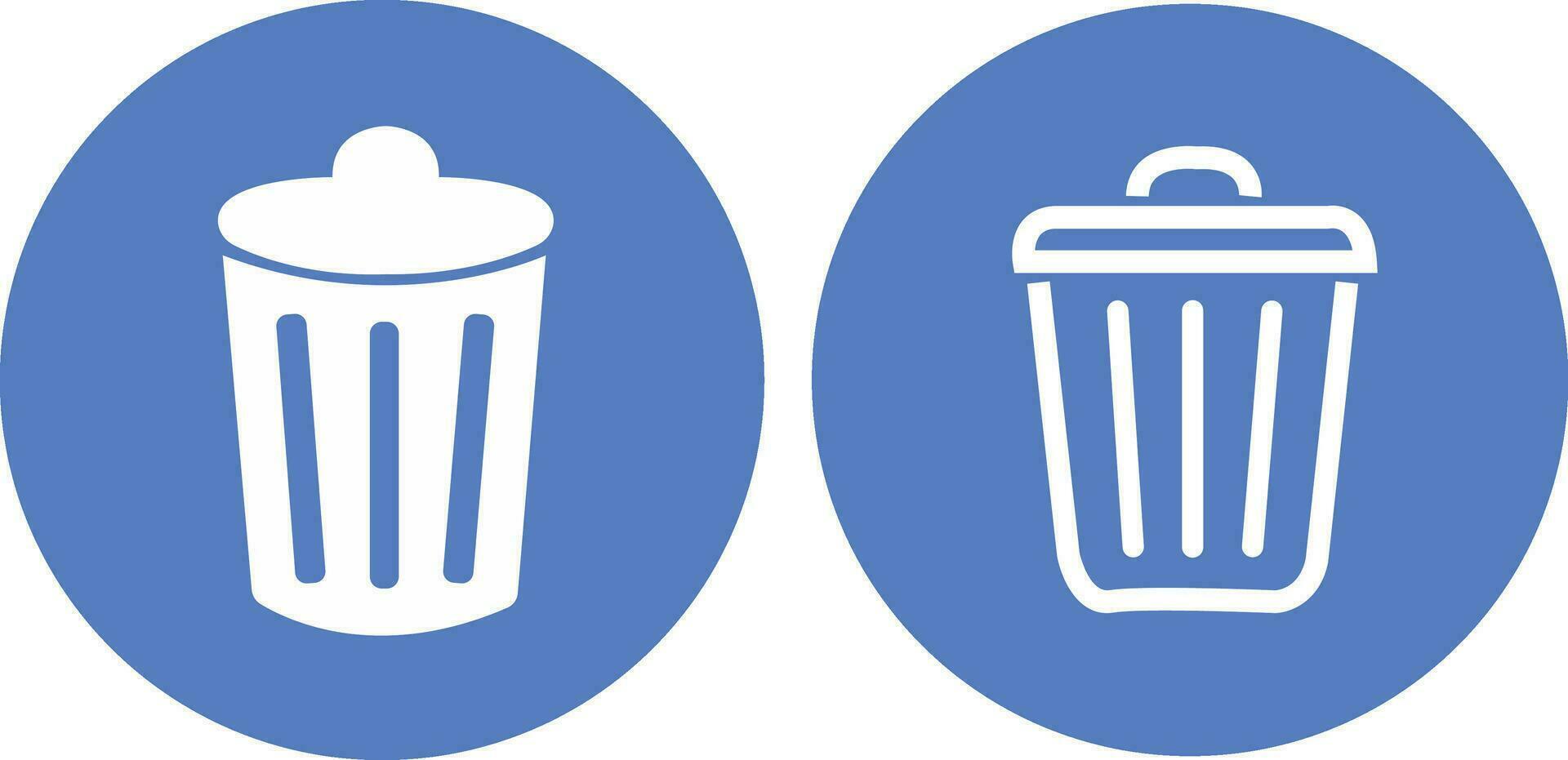 blue Bin icon set. Trash can collection. Trash icons set. Web icon, delete button. stroke pictogram Delete symbol flat style. vector