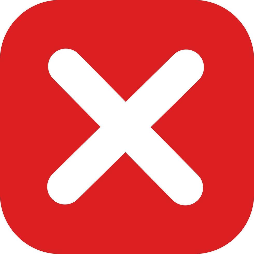 fill Red cross sign icon. Wrong mark. Red cross X symbol. Red grunge X icon. Cross brush sign vector
