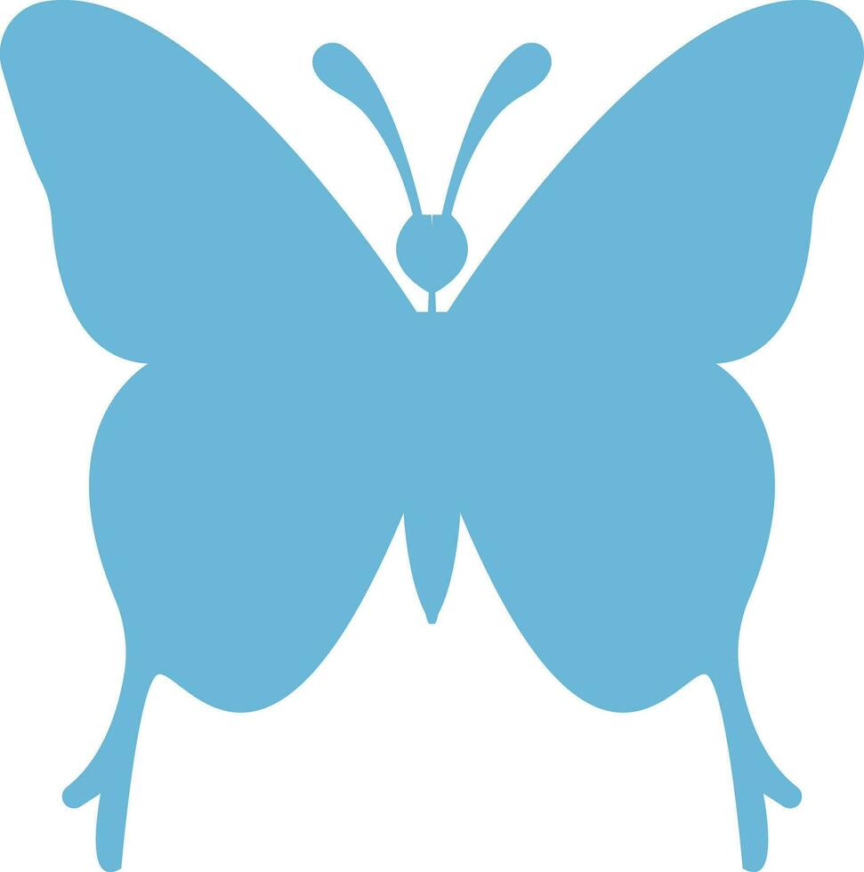 Blue  Colored butterfly simple flat design . vector