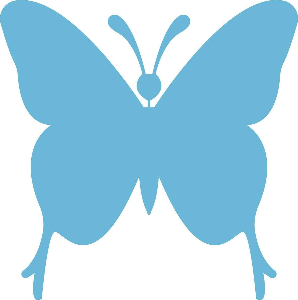 Blue  Colored butterfly simple flat design . vector