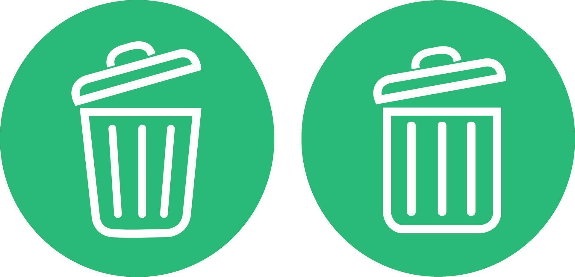 green Bin icon set. Trash can collection. Trash icons set. Web icon, delete button. stroke pictogram Delete symbol flat style. vector