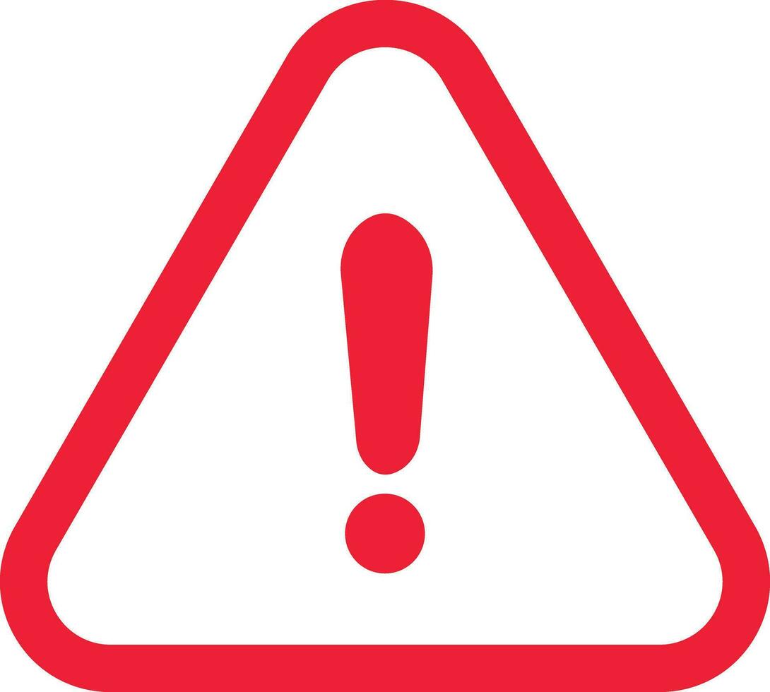 Red Exclamation mark icons in line style. Danger alarm . Caution risk business concept. Hazard warning attention sign with exclamation mark symbol. vector