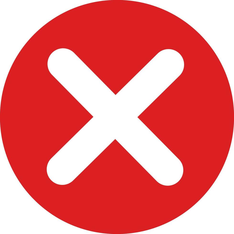 fill Red cross sign icon. Wrong mark. Red cross X symbol. Red grunge X icon. Cross brush sign vector