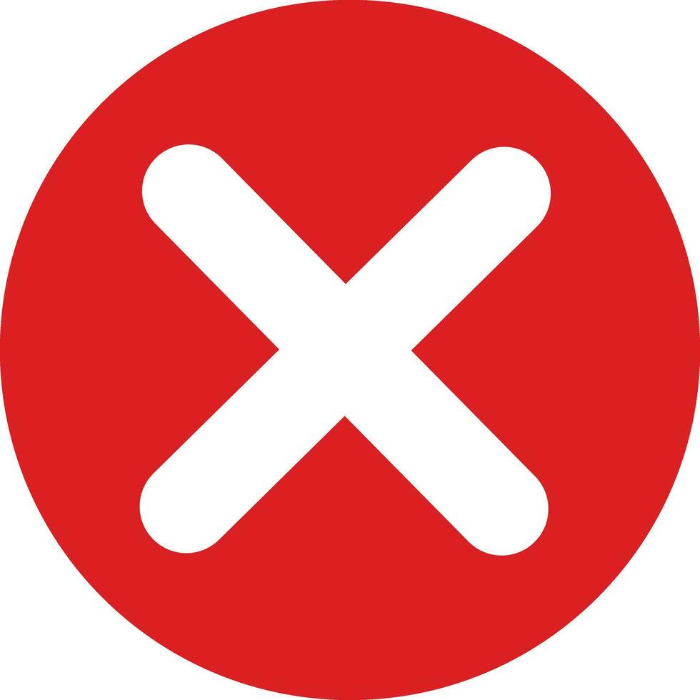 fill Red cross sign icon. Wrong mark. Red cross X symbol. Red grunge X icon. Cross brush sign vector