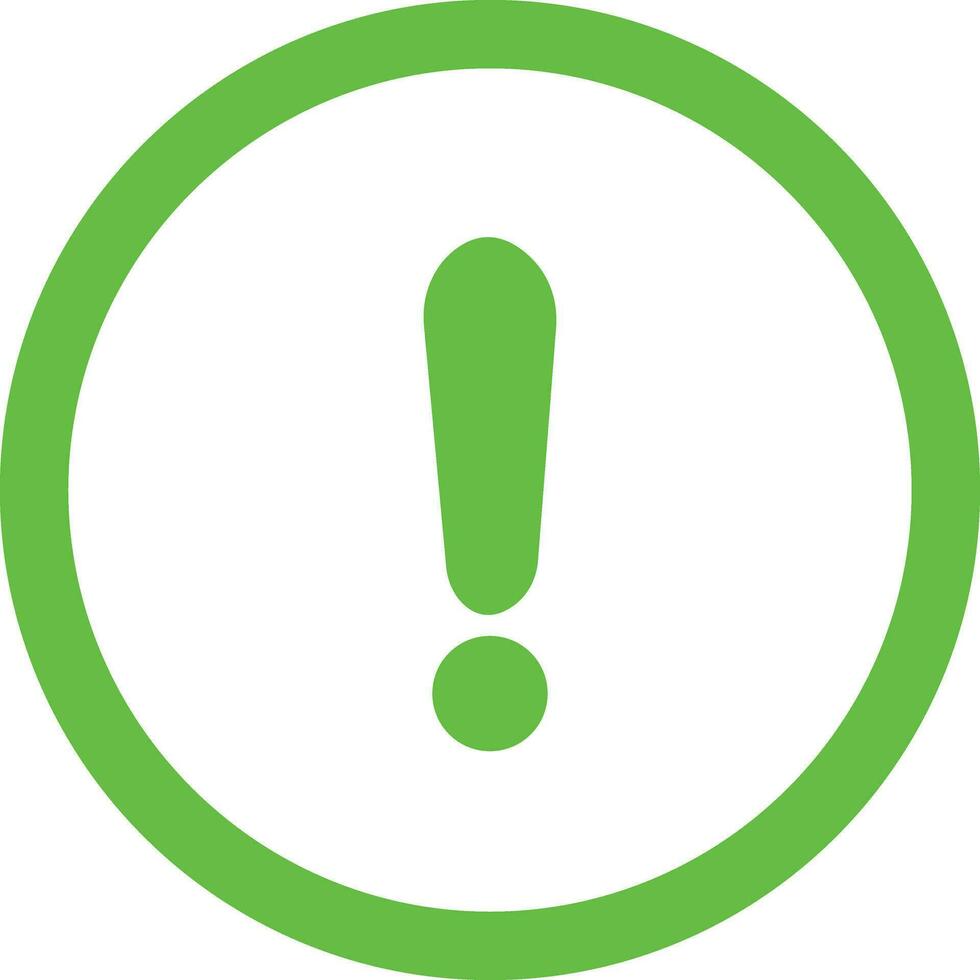 Green Exclamation mark icons in line style. Danger alarm . Caution risk business concept. Hazard warning attention sign with exclamation mark symbol. vector