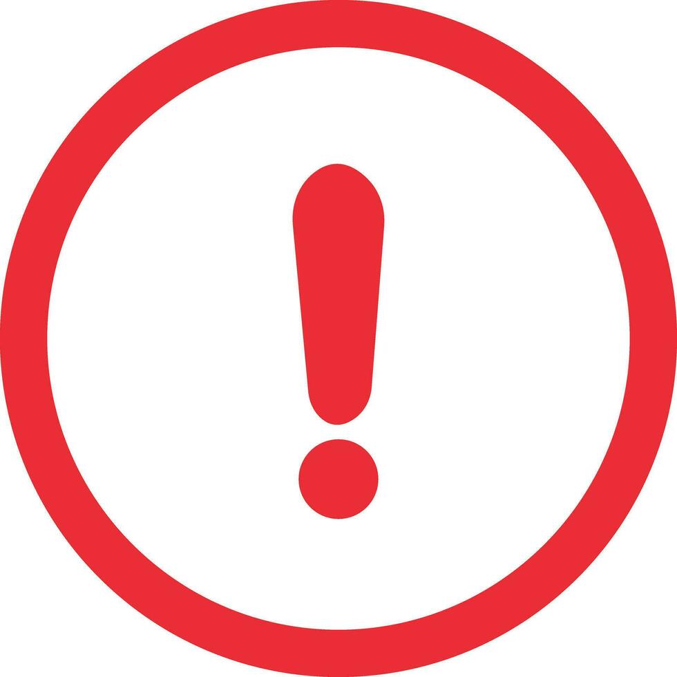 Red Exclamation mark icons in line style. Danger alarm . Caution risk business concept. Hazard warning attention sign with exclamation mark symbol. vector