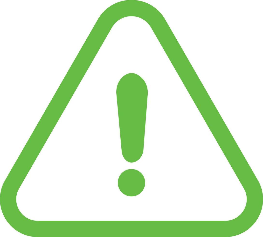 Green Exclamation mark icons in line style. Danger alarm . Caution risk business concept. Hazard warning attention sign with exclamation mark symbol. vector