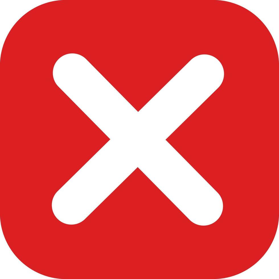 fill Red cross sign icon. Wrong mark. Red cross X symbol. Red grunge X icon. Cross brush sign vector