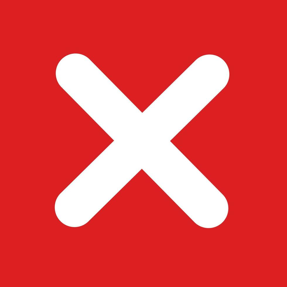 fill Red cross sign icon. Wrong mark. Red cross X symbol. Red grunge X icon. Cross brush sign vector