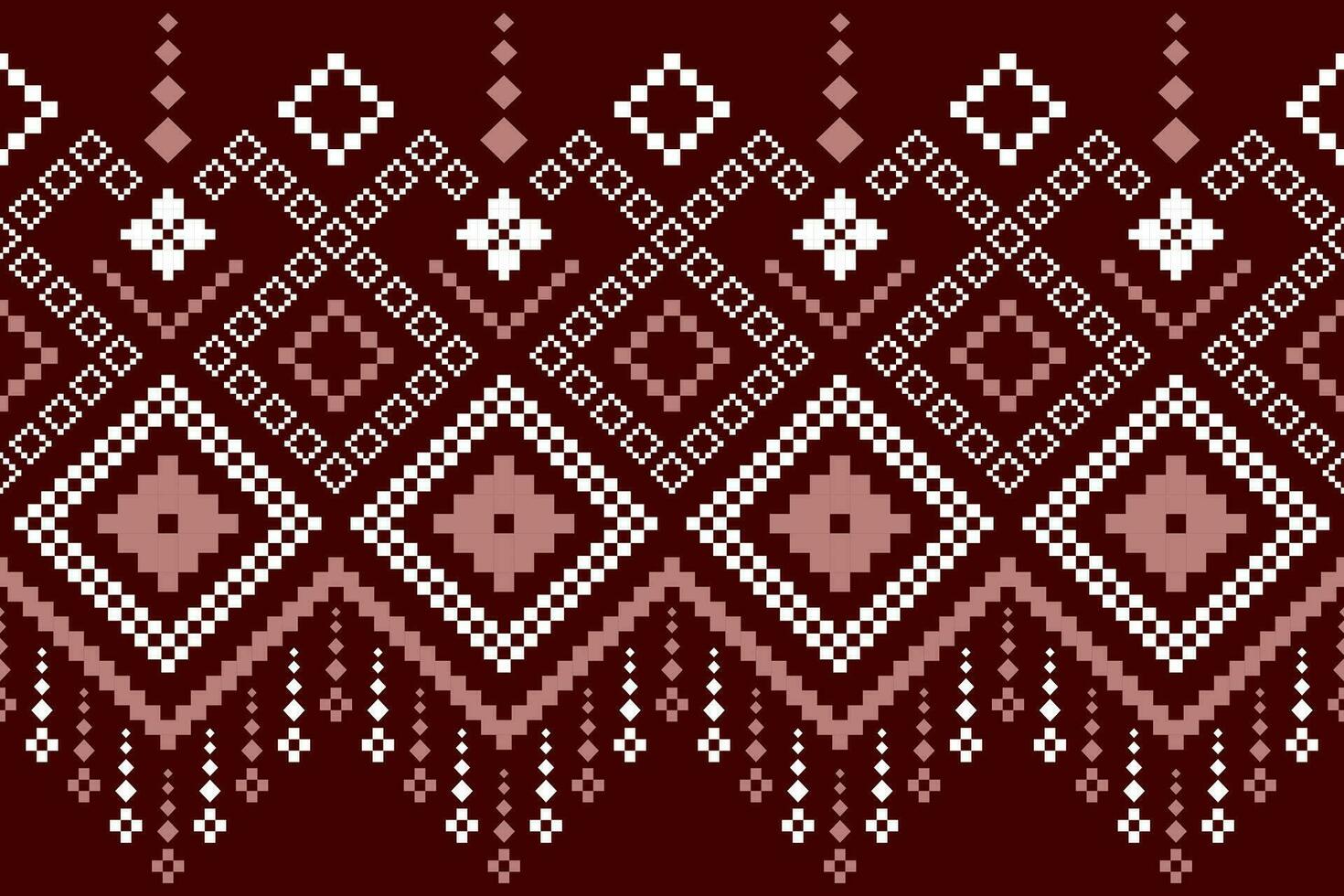 Red traditional ethnic pattern paisley flower Ikat background abstract Aztec African Indonesian Indian seamless pattern for fabric print cloth dress carpet curtains and sarong vector
