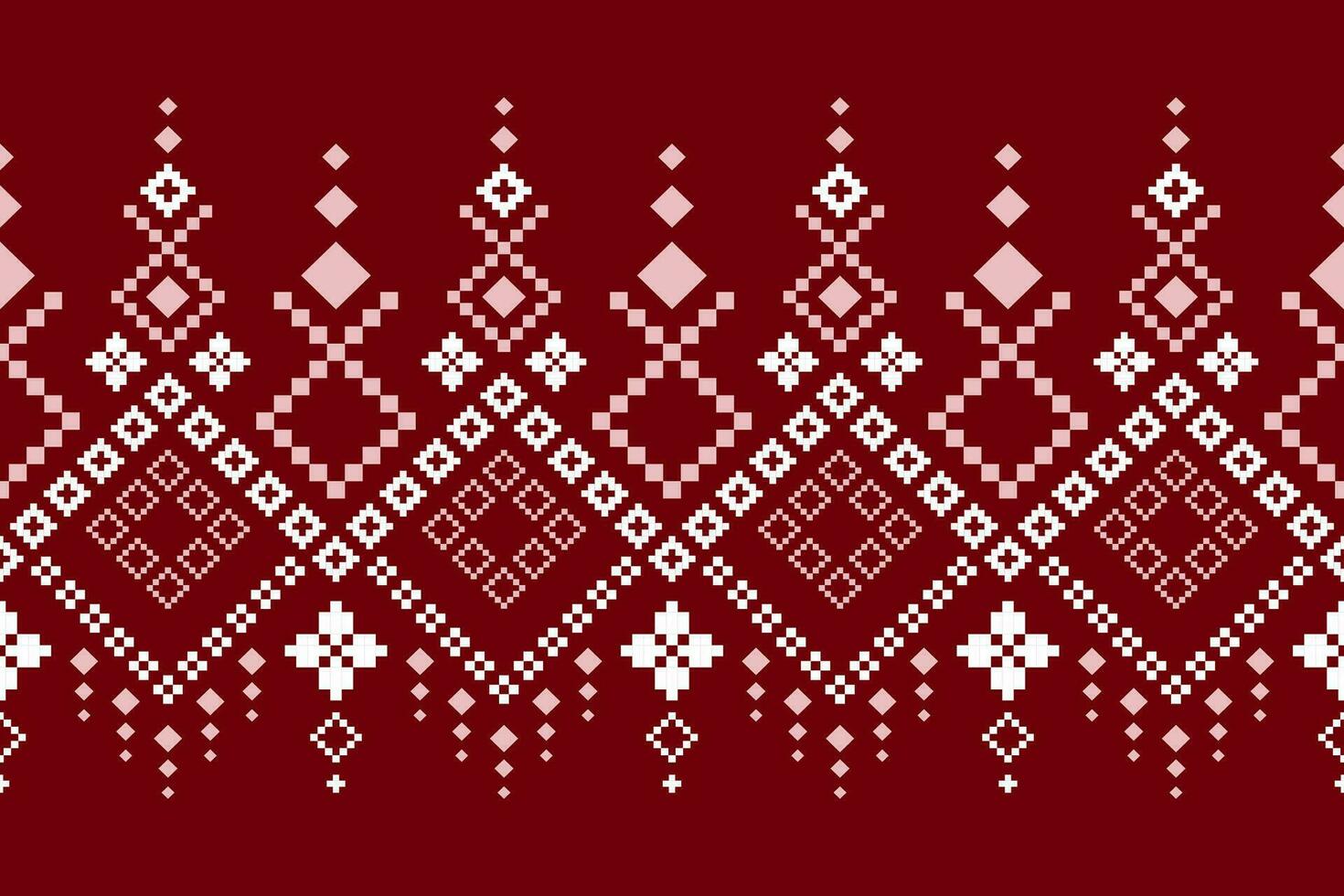 Red traditional ethnic pattern paisley flower Ikat background abstract Aztec African Indonesian Indian seamless pattern for fabric print cloth dress carpet curtains and sarong vector