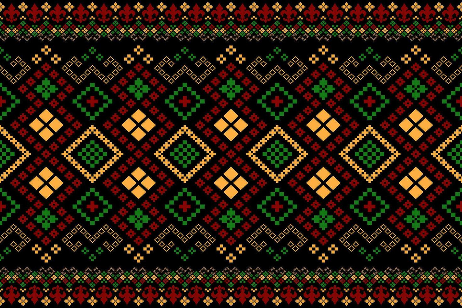 Cross stitch colorful geometric traditional ethnic pattern Ikat seamless pattern abstract design for fabric print cloth dress carpet curtains and sarong Aztec African Indian Indonesian vector