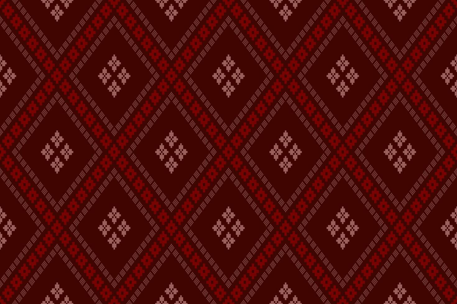 Red traditional ethnic pattern paisley flower Ikat background abstract Aztec African Indonesian Indian seamless pattern for fabric print cloth dress carpet curtains and sarong vector