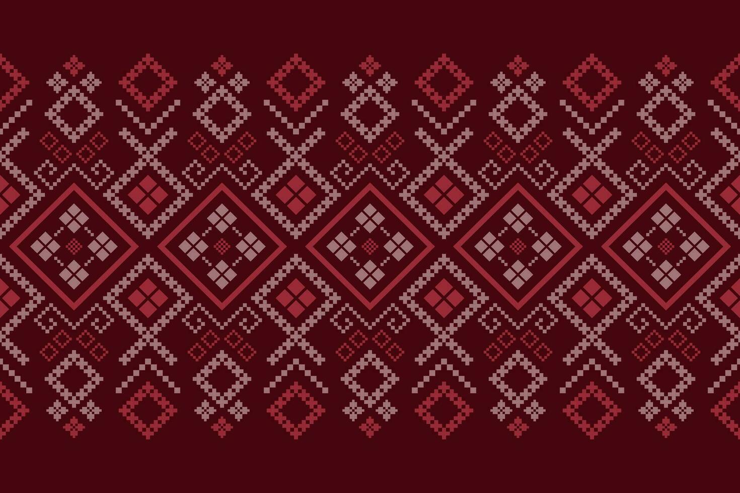 Red traditional ethnic pattern paisley flower Ikat background abstract Aztec African Indonesian Indian seamless pattern for fabric print cloth dress carpet curtains and sarong vector