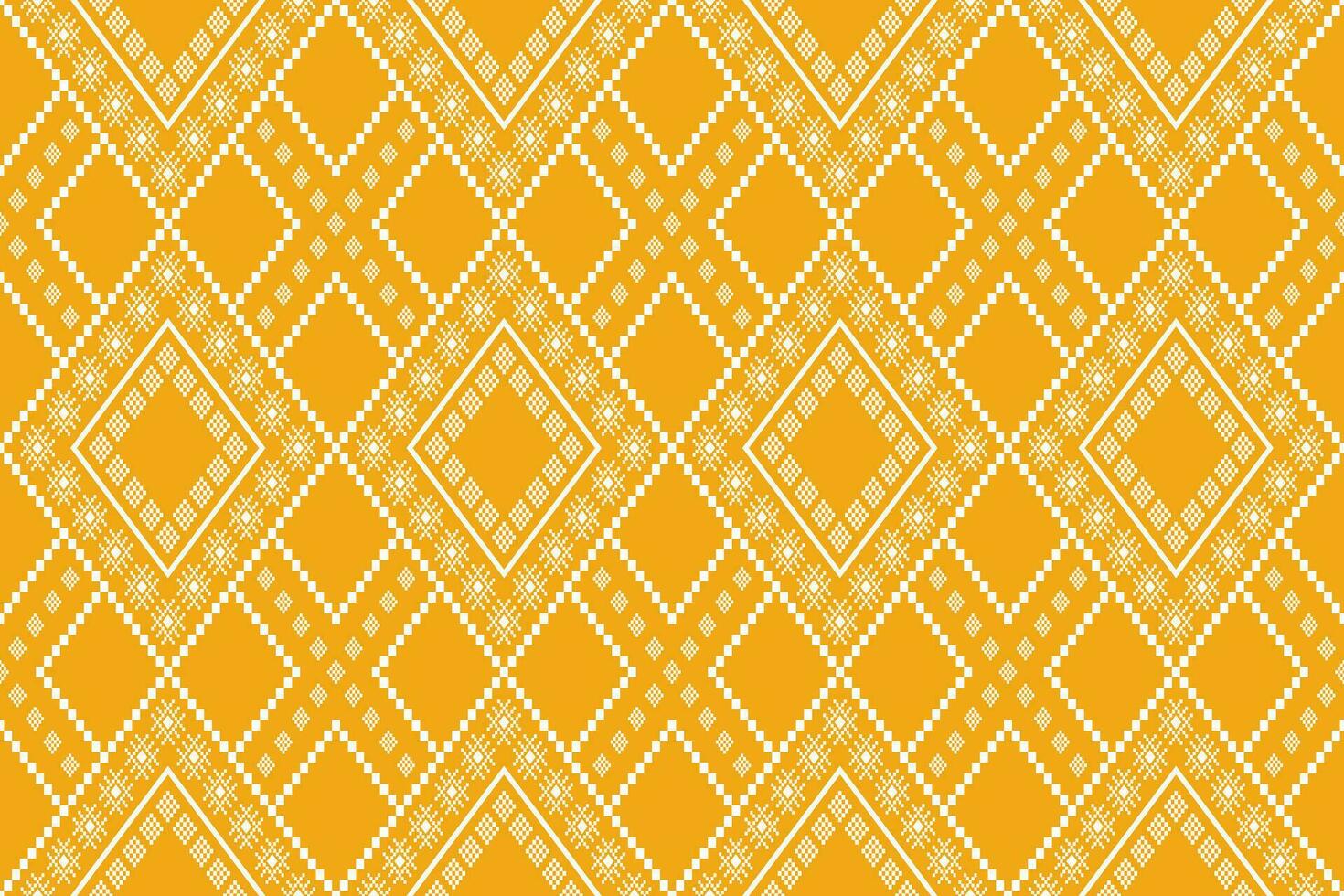 Yellow vintages cross stitch traditional ethnic pattern paisley flower Ikat background abstract Aztec African Indonesian Indian seamless pattern for fabric print cloth dress carpet curtains and sarong vector