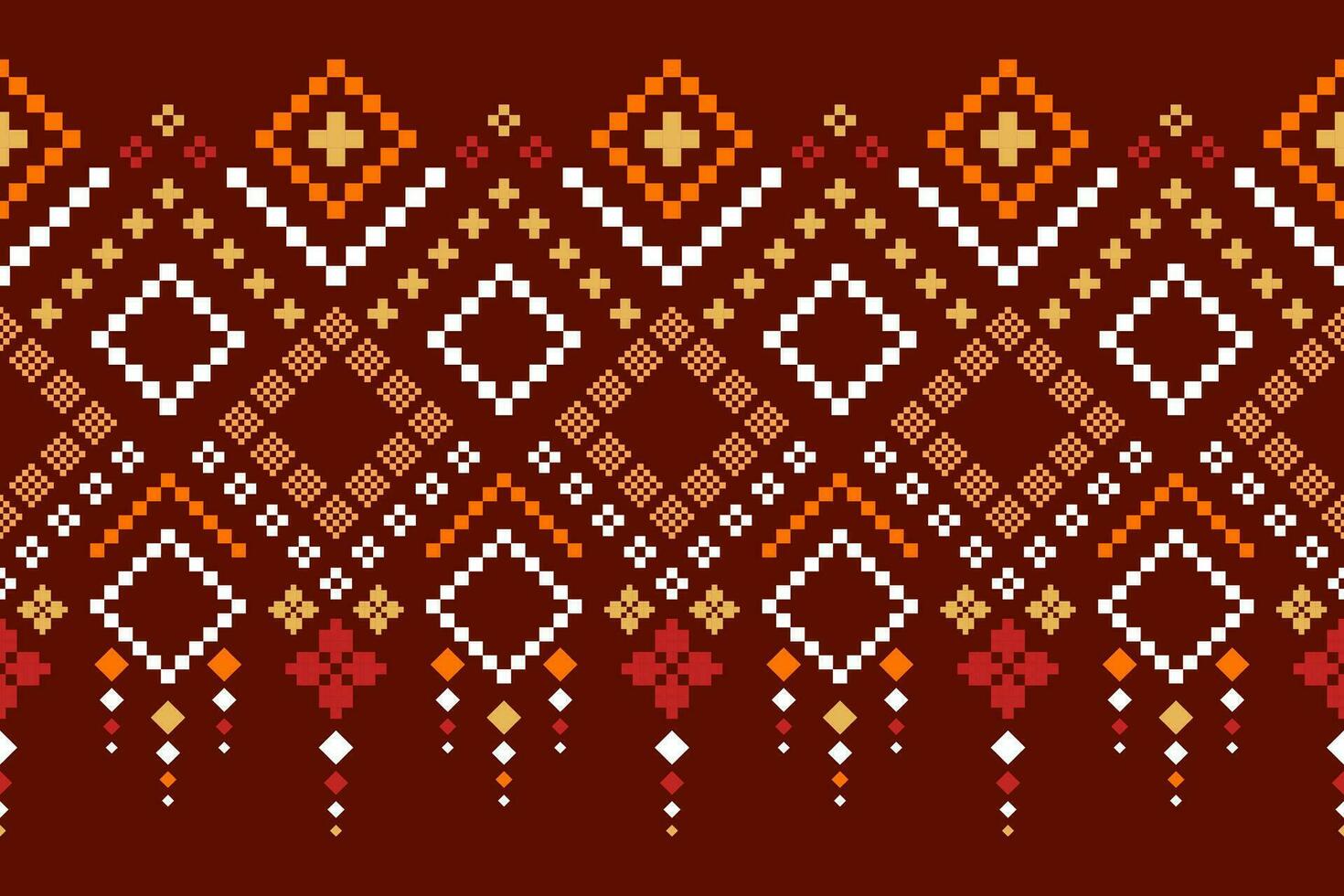 Red traditional ethnic pattern paisley flower Ikat background abstract Aztec African Indonesian Indian seamless pattern for fabric print cloth dress carpet curtains and sarong vector