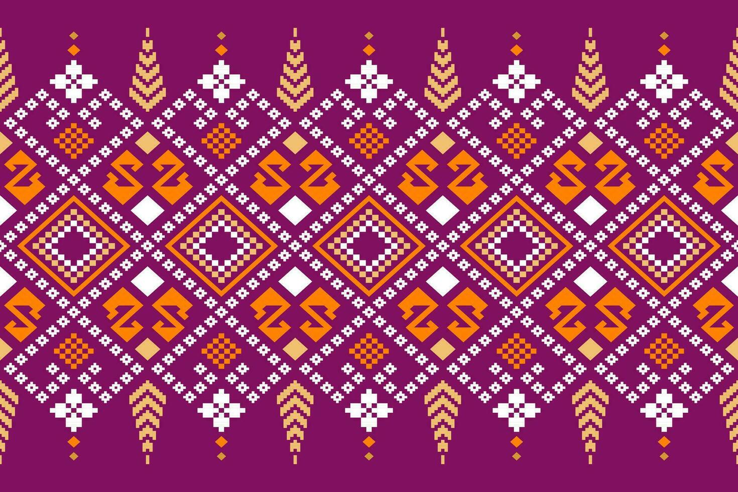 Pink Cross stitch colorful geometric traditional ethnic pattern Ikat seamless pattern border abstract design for fabric print cloth dress carpet curtains and sarong Aztec African Indian Indonesian vector