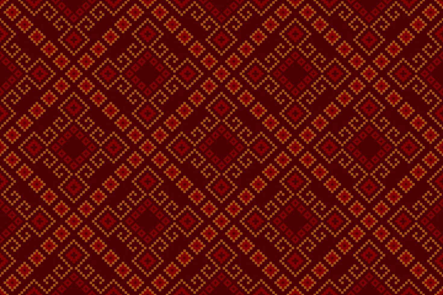 Red traditional ethnic pattern paisley flower Ikat background abstract Aztec African Indonesian Indian seamless pattern for fabric print cloth dress carpet curtains and sarong vector