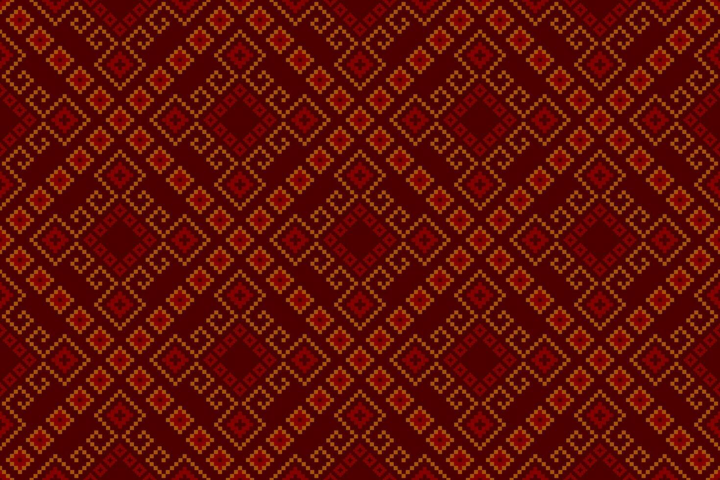 Red traditional ethnic pattern paisley flower Ikat background abstract Aztec African Indonesian Indian seamless pattern for fabric print cloth dress carpet curtains and sarong vector