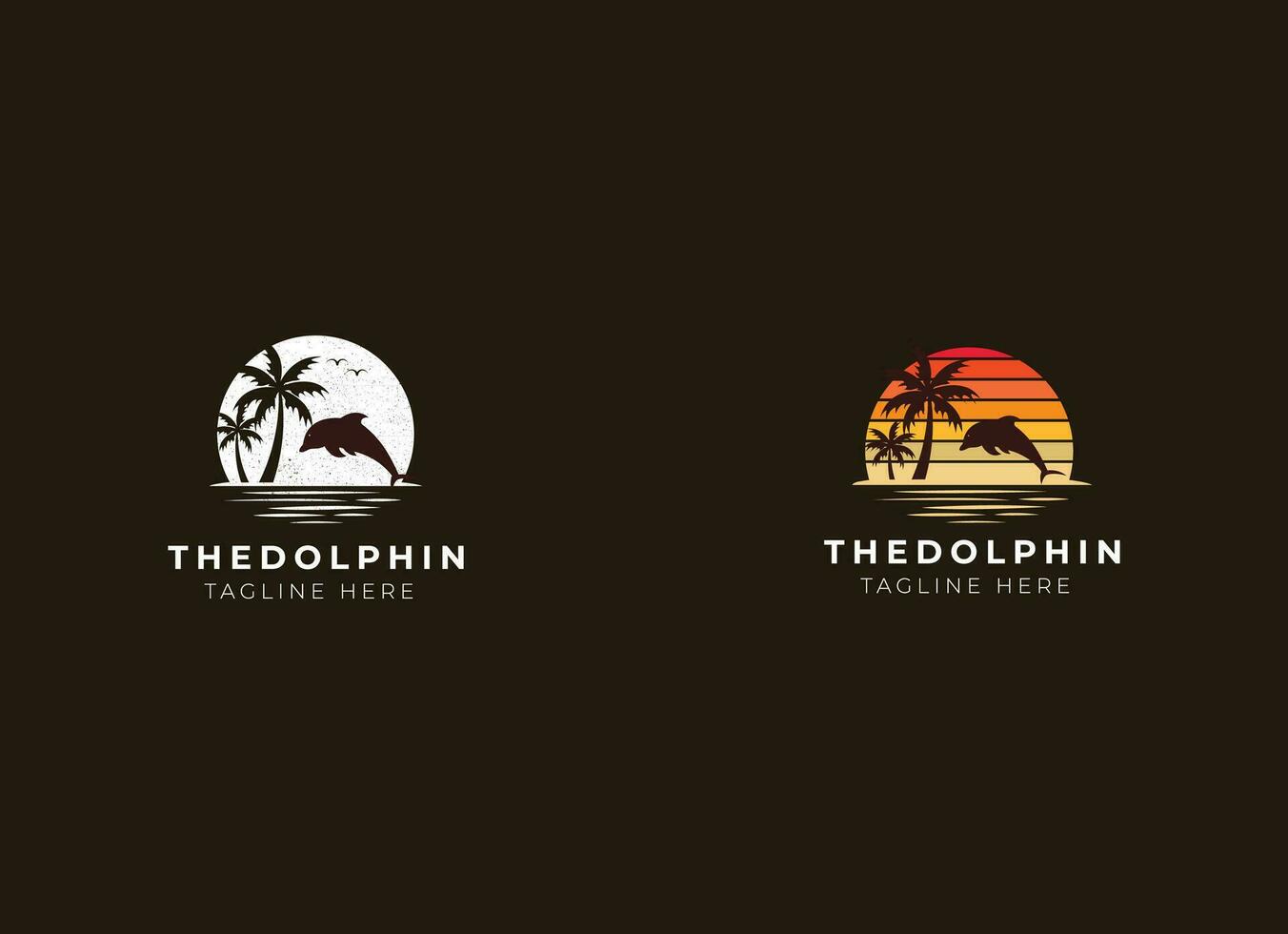 dolphin moon bay beach sea logo vector icon template illustration. Dolphin logo design