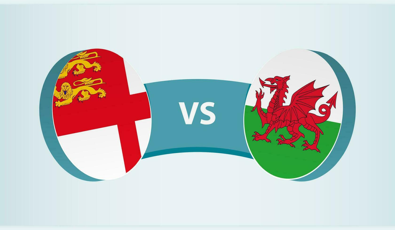 Sark versus Wales, team sports competition concept. vector