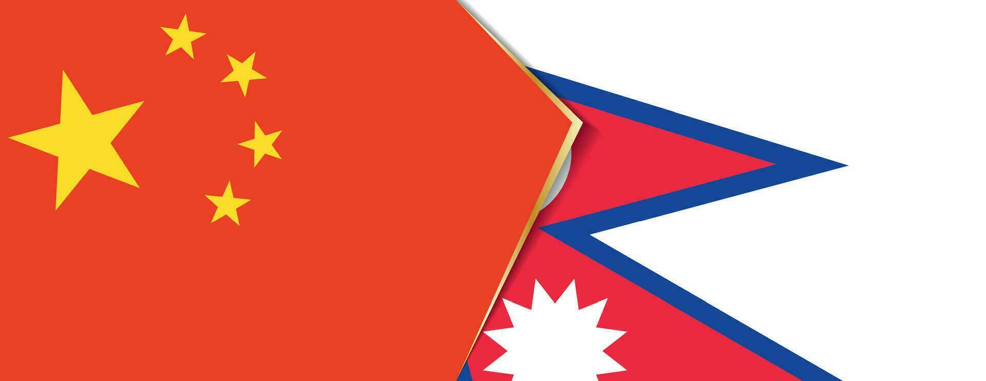 China and Nepal flags, two vector flags.