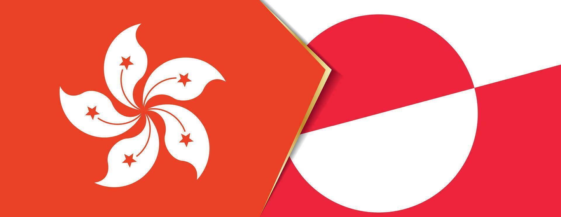 Hong Kong and Greenland flags, two vector flags.