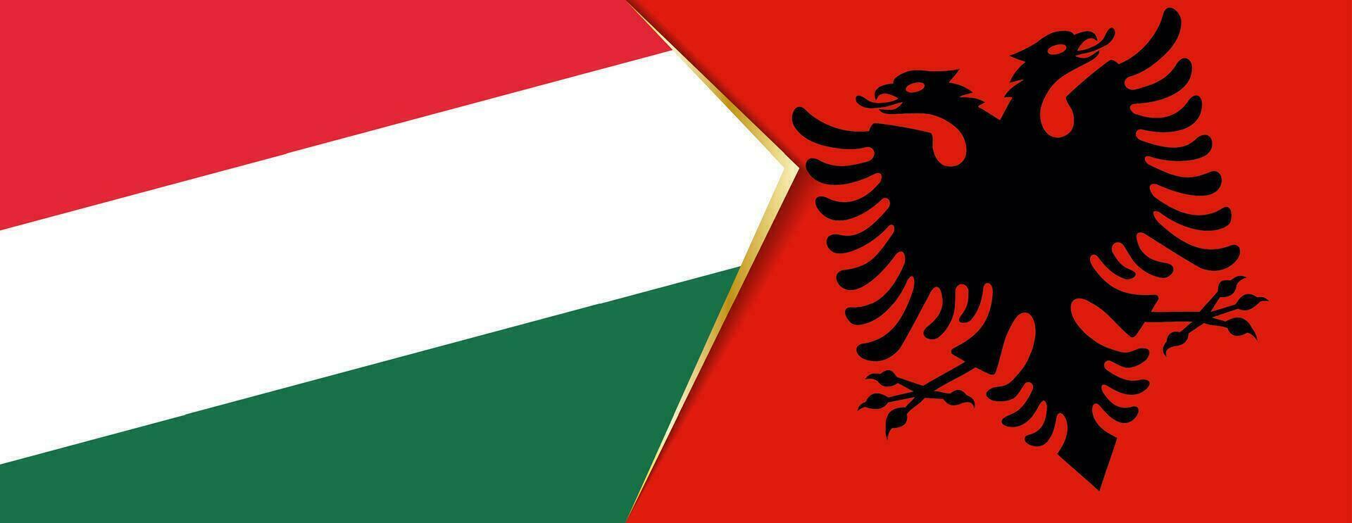 Hungría y Albania banderas, dos vector banderas