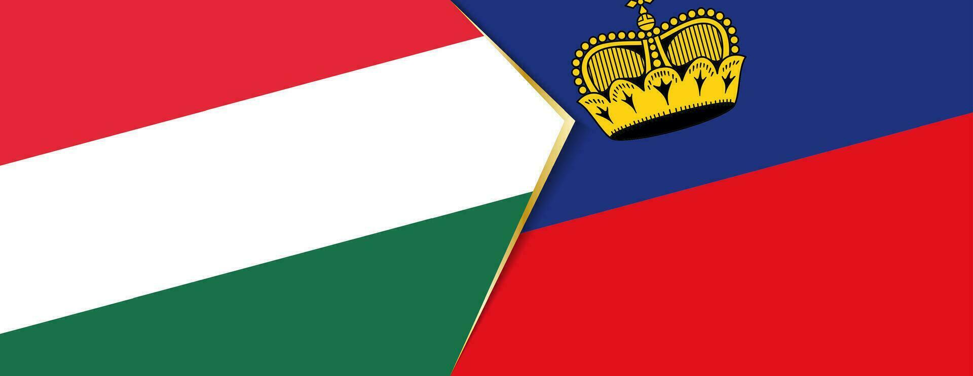 Hungary and Liechtenstein flags, two vector flags.