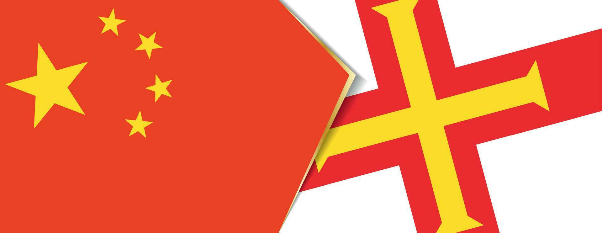 China and Guernsey flags, two vector flags.