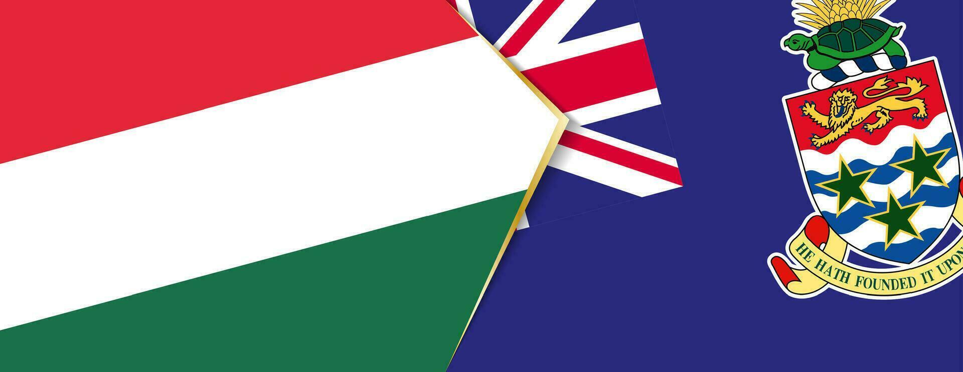 Hungary and Cayman Islands flags, two vector flags.