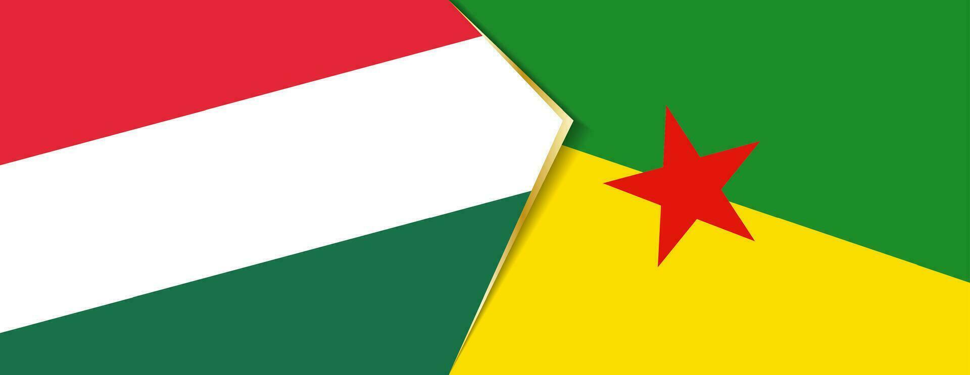 Hungría y francés Guayana banderas, dos vector banderas
