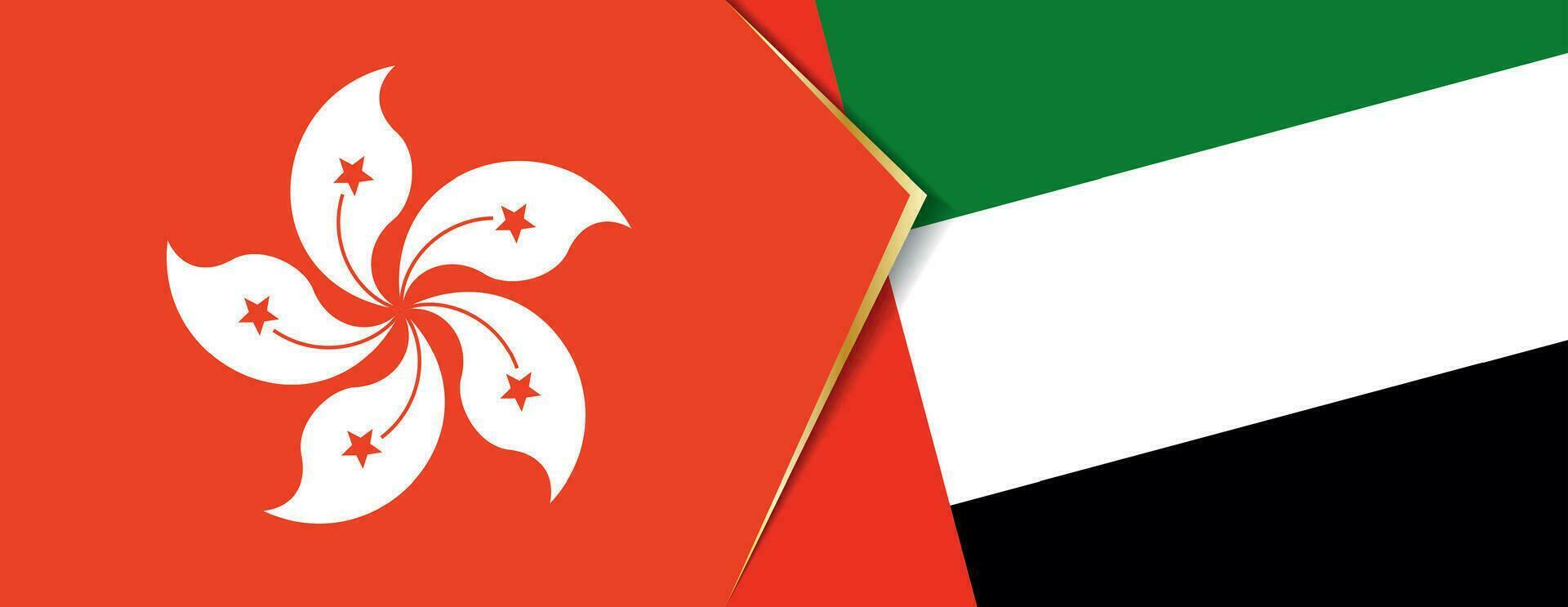 Hong Kong and United Arab Emirates flags, two vector flags.