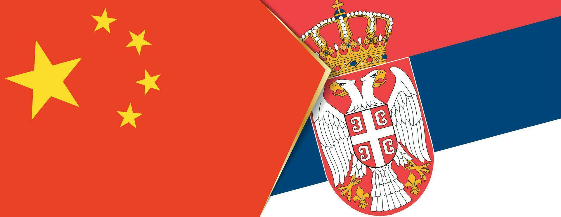 China and Serbia flags, two vector flags.