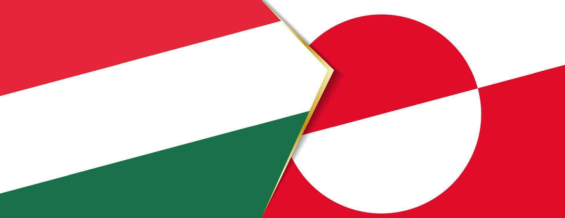 Hungary and Greenland flags, two vector flags.