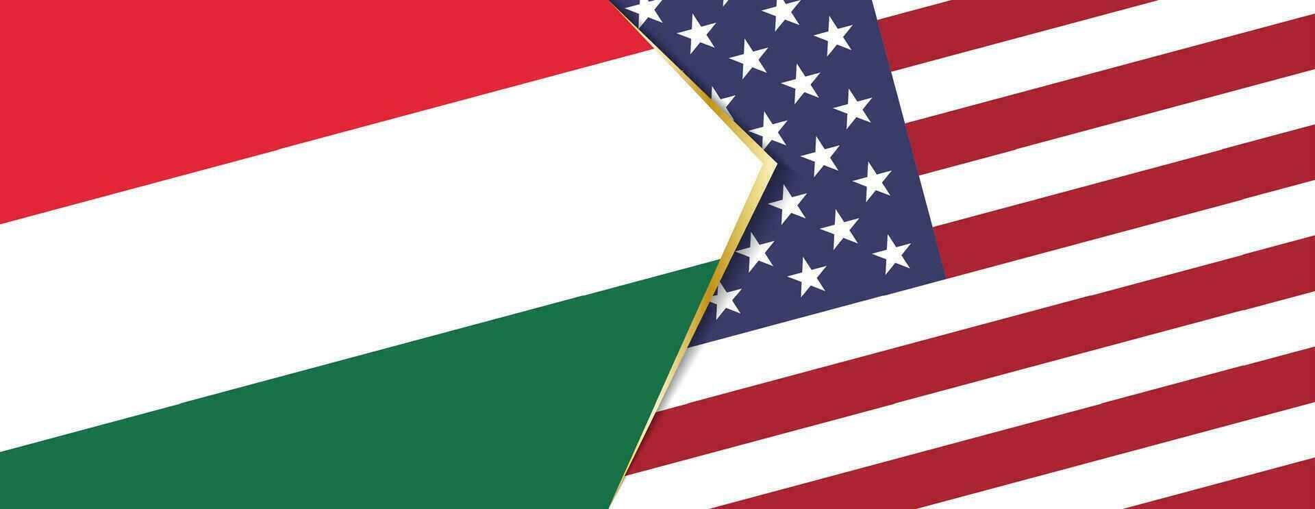 Hungary and USA flags, two vector flags.