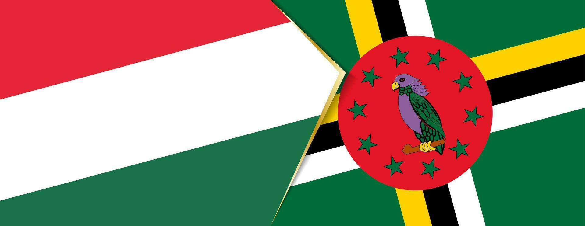 Hungría y dominica banderas, dos vector banderas