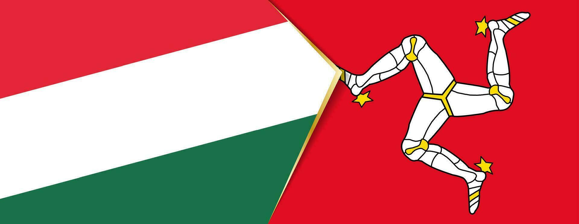 Hungary and Isle of Man flags, two vector flags.