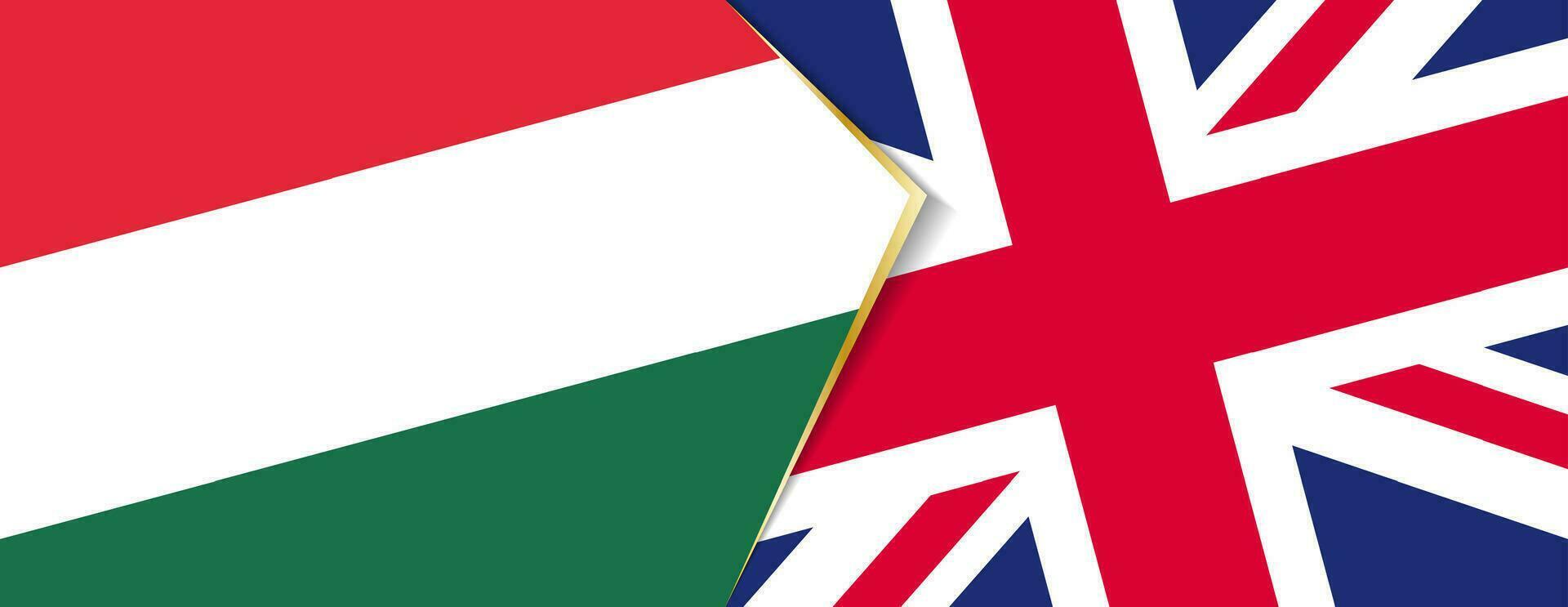 Hungría y unido Reino banderas, dos vector banderas